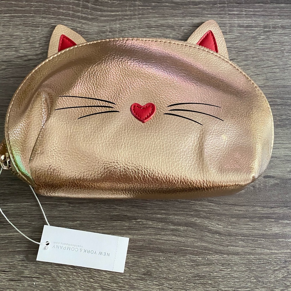 Cat Rose Gold Kitten Makeup Bag